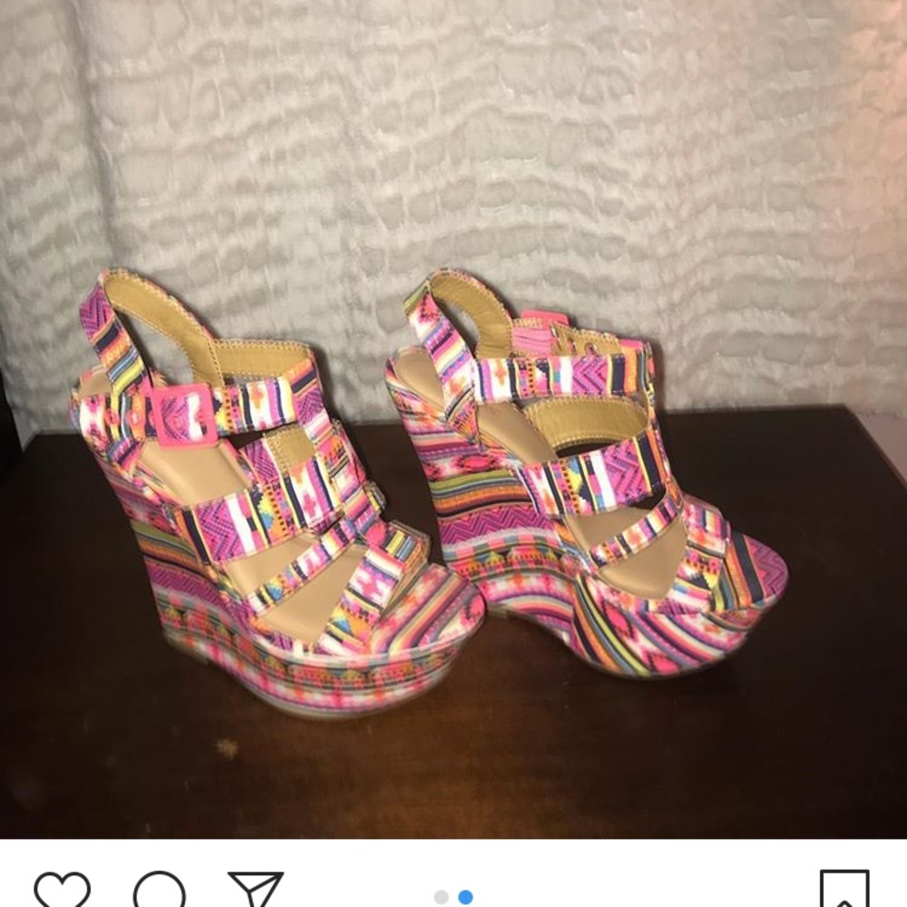 Colorful tribal print wedges